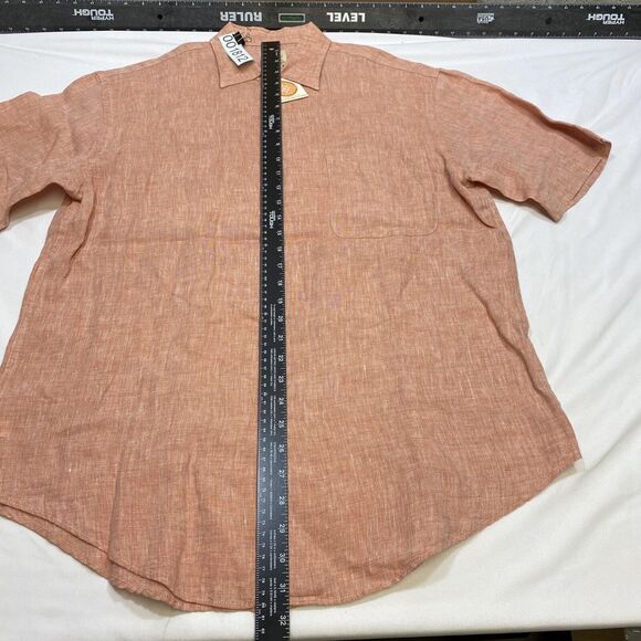 Jos A Bank Linen Shirt Men's Medium Pink Button Up Short Sleeve Summer Comfort - Picture 15 of 16